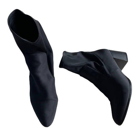 ASOS Boots Womens 7 Black Slip On Block Heel Sock Ankle Bootie Shoes - Picture 1 of 12